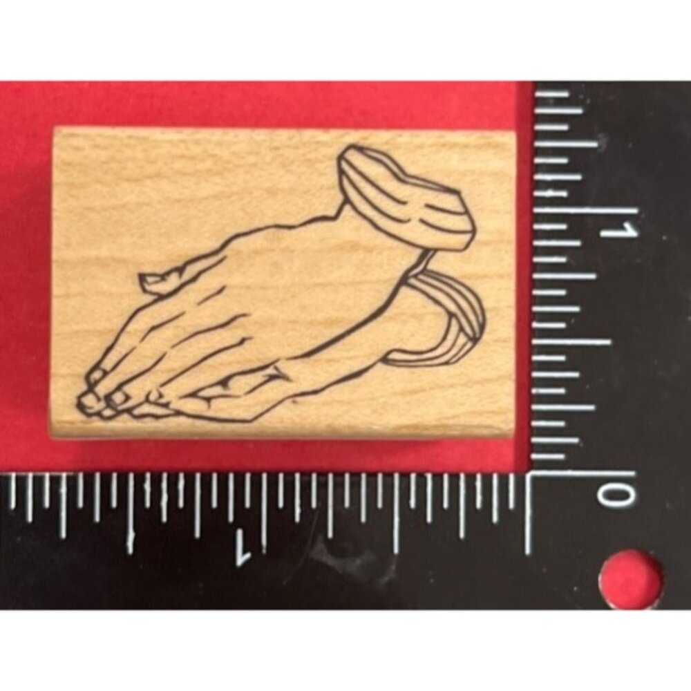 Praying Hands Wood Rubber Stamp Small Illustration For Crafting & Scrapbooking
